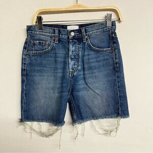 New Boyish Monty High Waist Denim Raw Edge Shorts in Miss Julie